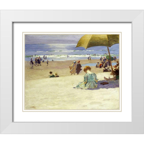 Hourtide White Modern Wood Framed Art Print with Double Matting by Potthast, Edward Henry