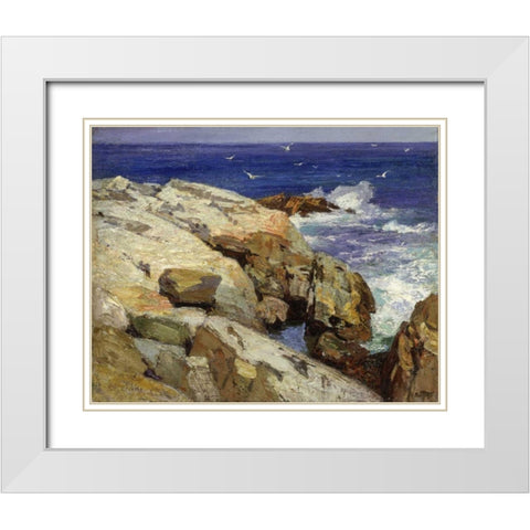 The Maine Coast White Modern Wood Framed Art Print with Double Matting by Potthast, Edward Henry