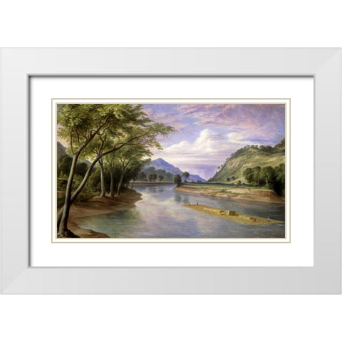 The Ohio River Near Marietta White Modern Wood Framed Art Print with Double Matting by Pratt, Henry Cheever