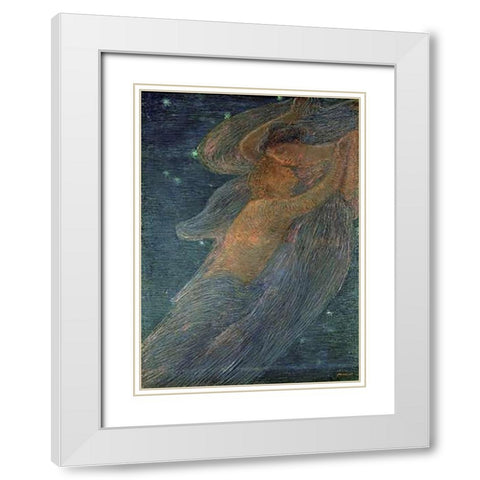 Triptych of the Day White Modern Wood Framed Art Print with Double Matting by Previati, Gaetano