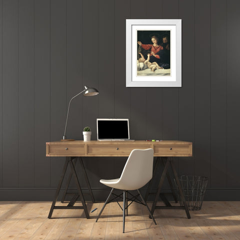 The Virgin of Lorette White Modern Wood Framed Art Print with Double Matting by Raphael