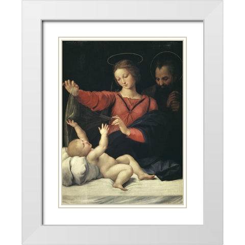 The Virgin of Lorette White Modern Wood Framed Art Print with Double Matting by Raphael