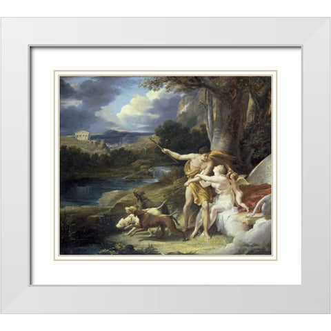 Venus and Adonis White Modern Wood Framed Art Print with Double Matting by Regnault, Alexandre Georges H.