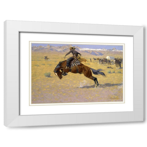 Cold Morning in the Range - duplicate of 268456 White Modern Wood Framed Art Print with Double Matting by Remington, Frederic