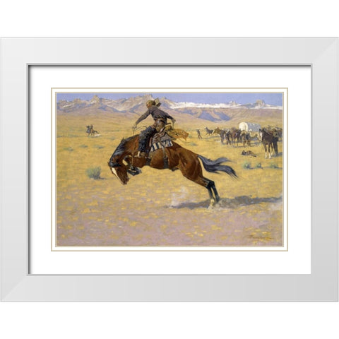 Cold Morning in the Range - duplicate of 268456 White Modern Wood Framed Art Print with Double Matting by Remington, Frederic
