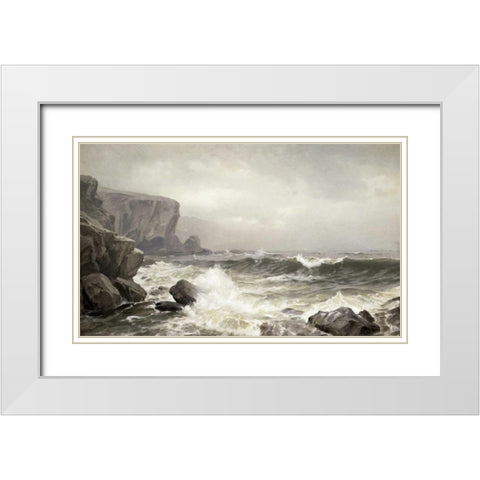 Crashing Surf White Modern Wood Framed Art Print with Double Matting by Richards, William Trost