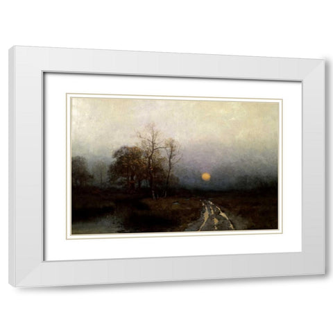 River Sunset White Modern Wood Framed Art Print with Double Matting by Rix, Julian Walbridge