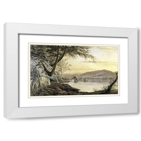 Sunset on the Lake White Modern Wood Framed Art Print with Double Matting by Robbins, Horace Wolcott