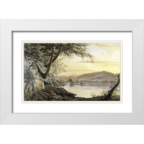 Sunset on the Lake White Modern Wood Framed Art Print with Double Matting by Robbins, Horace Wolcott