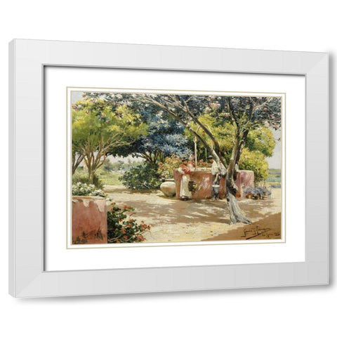 By the Well White Modern Wood Framed Art Print with Double Matting by Rodriguez, Manuel Garcia