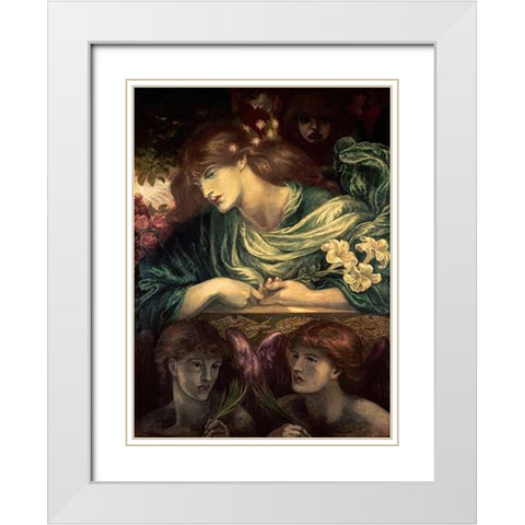 Beatrice White Modern Wood Framed Art Print with Double Matting by Rossetti, Dante Gabriel