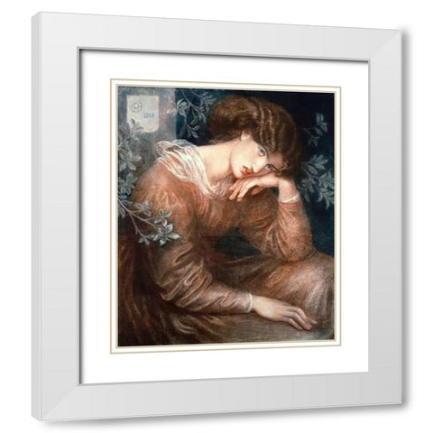 Reverie White Modern Wood Framed Art Print with Double Matting by Rossetti, Dante Gabriel