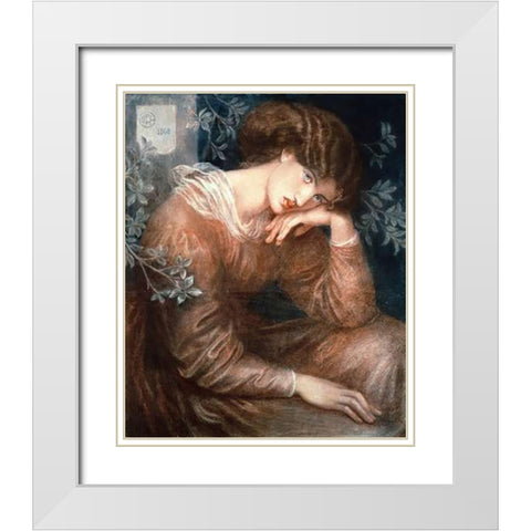 Reverie White Modern Wood Framed Art Print with Double Matting by Rossetti, Dante Gabriel