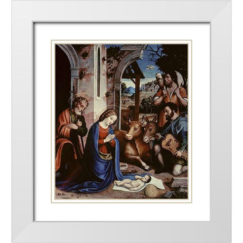The Holy Family White Modern Wood Framed Art Print with Double Matting by Sacchi, Andrea
