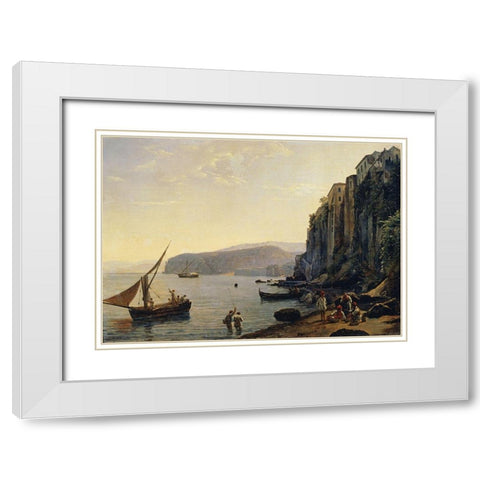 View of Sorrento, Near Naples White Modern Wood Framed Art Print with Double Matting by Shchedrin, Silvestr Feodosevich