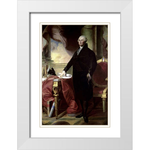 George Washington White Modern Wood Framed Art Print with Double Matting by Stuart, Gilbert