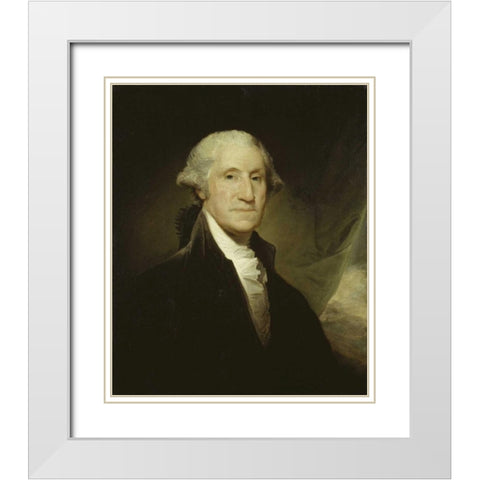 George Washington White Modern Wood Framed Art Print with Double Matting by Stuart, Gilbert
