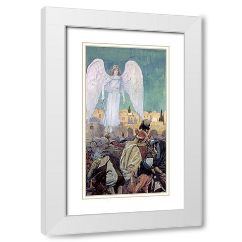 An Armed Angel Appears to Many White Modern Wood Framed Art Print with Double Matting by Tissot, James