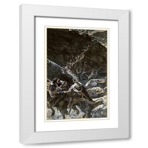 And They All Forsook Him and Fled White Modern Wood Framed Art Print with Double Matting by Tissot, James