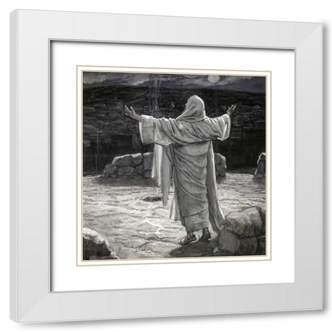 Christ Going to the Mount of Olives at Night White Modern Wood Framed Art Print with Double Matting by Tissot, James Jacques