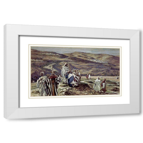 Christ Sending Out the Seventy Disciples Two by Two White Modern Wood Framed Art Print with Double Matting by Tissot, James Jacques