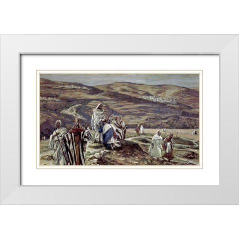 Christ Sending Out the Seventy Disciples Two by Two White Modern Wood Framed Art Print with Double Matting by Tissot, James Jacques