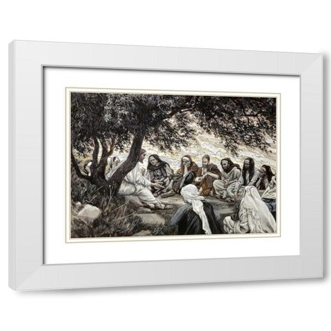Christs Exhortation To The Twelve Apostles White Modern Wood Framed Art Print with Double Matting by Tissot, James Jacques