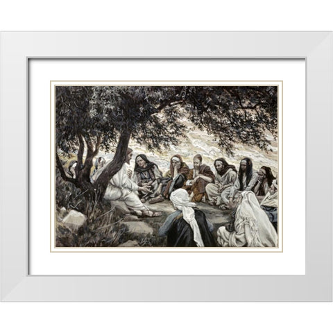 Christs Exhortation To The Twelve Apostles White Modern Wood Framed Art Print with Double Matting by Tissot, James Jacques