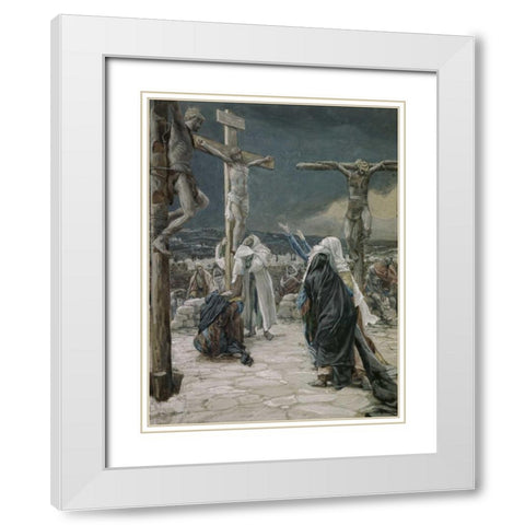 Death of Jesus White Modern Wood Framed Art Print with Double Matting by Tissot, James Jacques