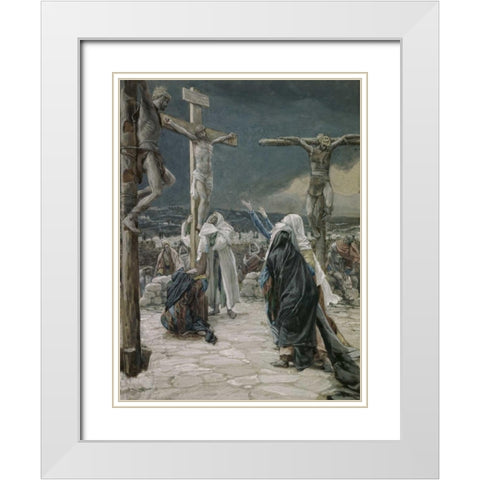 Death of Jesus White Modern Wood Framed Art Print with Double Matting by Tissot, James Jacques