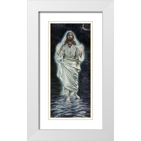Jesus Walking on the Sea White Modern Wood Framed Art Print with Double Matting by Tissot, James