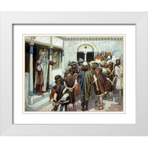 Moses Speaks to the People White Modern Wood Framed Art Print with Double Matting by Tissot, James Jacques