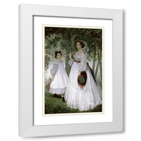 Portrait in a Park White Modern Wood Framed Art Print with Double Matting by Tissot, James Jacques