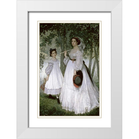 Portrait in a Park White Modern Wood Framed Art Print with Double Matting by Tissot, James Jacques