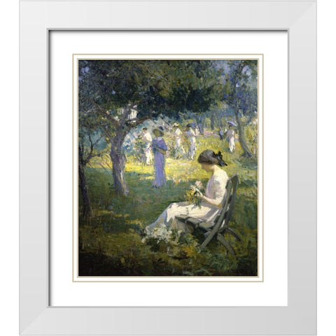 Garden Party White Modern Wood Framed Art Print with Double Matting by Titcomb, Mary Bradish