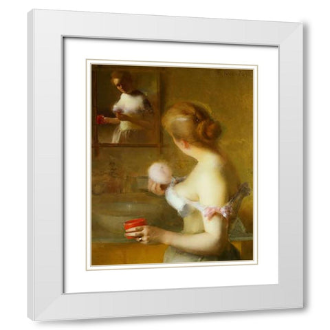 La Toilette White Modern Wood Framed Art Print with Double Matting by Tournes, Etienne