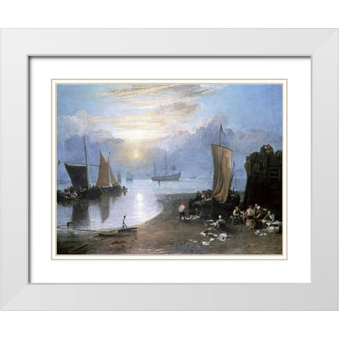 Sun Rising Through Vapor White Modern Wood Framed Art Print with Double Matting by Turner, Joseph M.W.