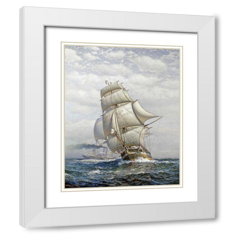 Full Sail White Modern Wood Framed Art Print with Double Matting by Tyler, James Gale