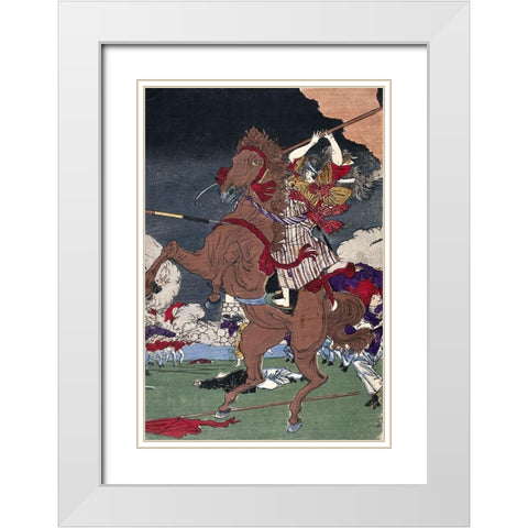 Battle at Kumamoto Castle, Kagoshima War (Detail) White Modern Wood Framed Art Print with Double Matting by Unknown