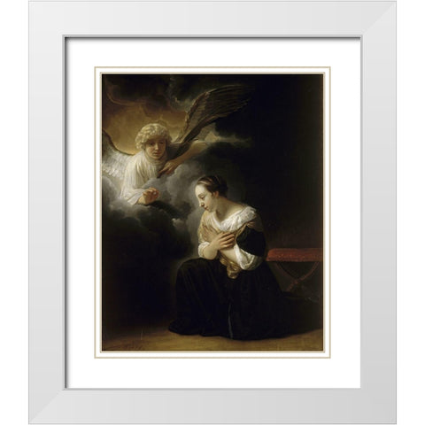 The Virgin of the Immaculate Conception White Modern Wood Framed Art Print with Double Matting by Van Hoogstraten, Samuel