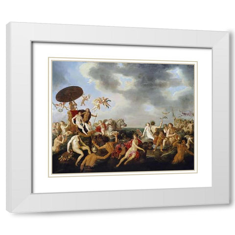 Triumph of Galatea White Modern Wood Framed Art Print with Double Matting by Van Nieulandt, Adriaen I