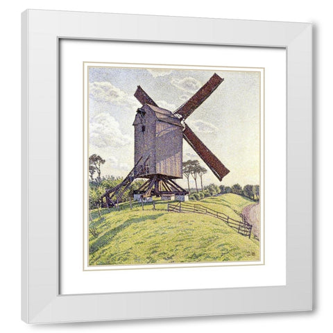 Le Moulin de Kalf White Modern Wood Framed Art Print with Double Matting by Van Rysselberghe, Theo