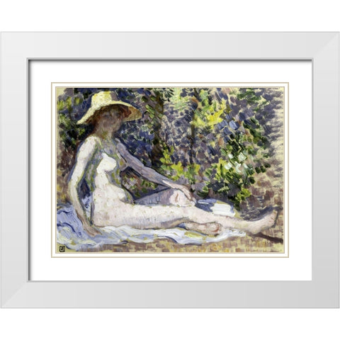 Nude White Modern Wood Framed Art Print with Double Matting by Van Rysselberghe, Theo