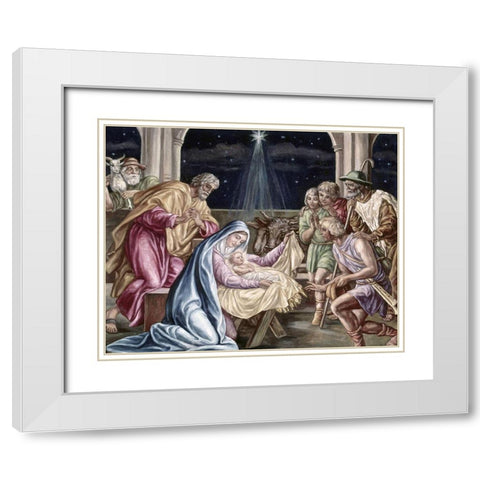 Birth of Our Lord White Modern Wood Framed Art Print with Double Matting by Von Carolsfeld, Julius Schnorr
