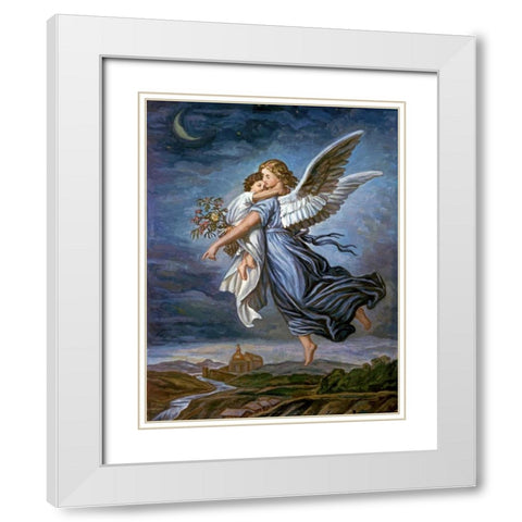 The Guardian Angel White Modern Wood Framed Art Print with Double Matting by Von Kaulbach, Wilhelm
