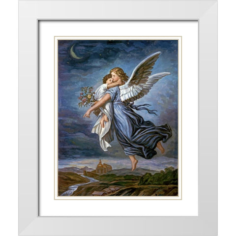 The Guardian Angel White Modern Wood Framed Art Print with Double Matting by Von Kaulbach, Wilhelm