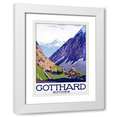 Gotthard / Schweiz White Modern Wood Framed Art Print with Double Matting by Cardinaux, Emil