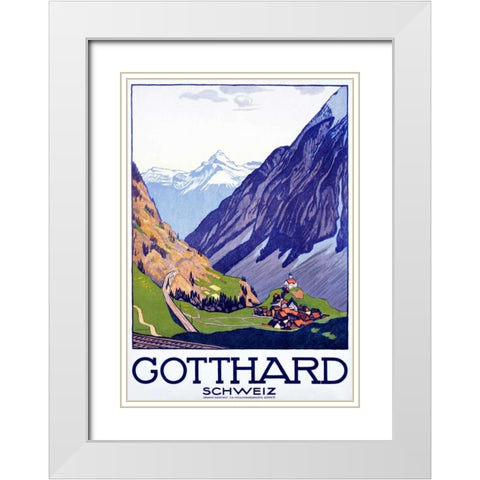 Gotthard / Schweiz White Modern Wood Framed Art Print with Double Matting by Cardinaux, Emil