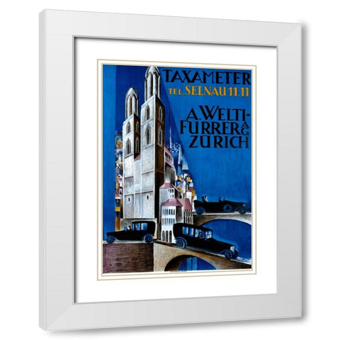 Taxameter A Welti-Furrer AG / Zurich White Modern Wood Framed Art Print with Double Matting by Morach, Otto