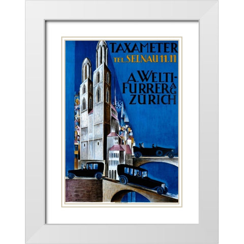 Taxameter A Welti-Furrer AG / Zurich White Modern Wood Framed Art Print with Double Matting by Morach, Otto
